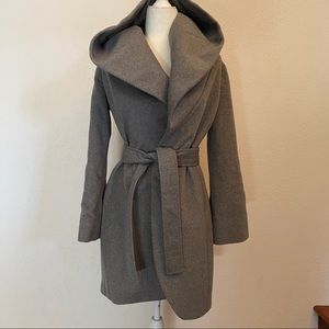 Bebe Grey Hooded Coat-  Small